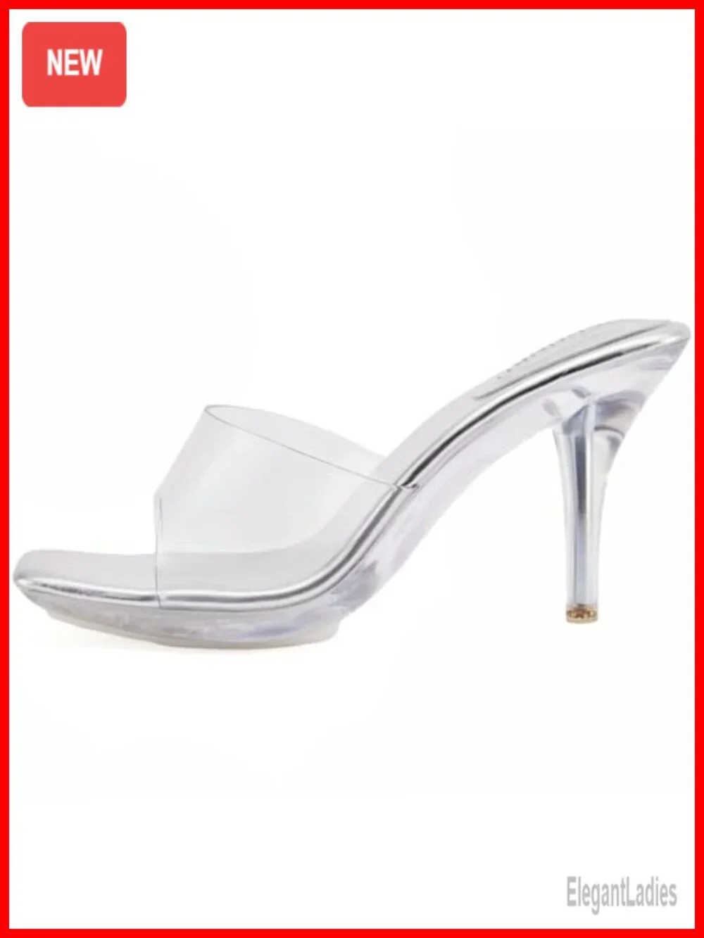 Clear Platform High Heeled Sandals Stiletto Square Toe Slip On